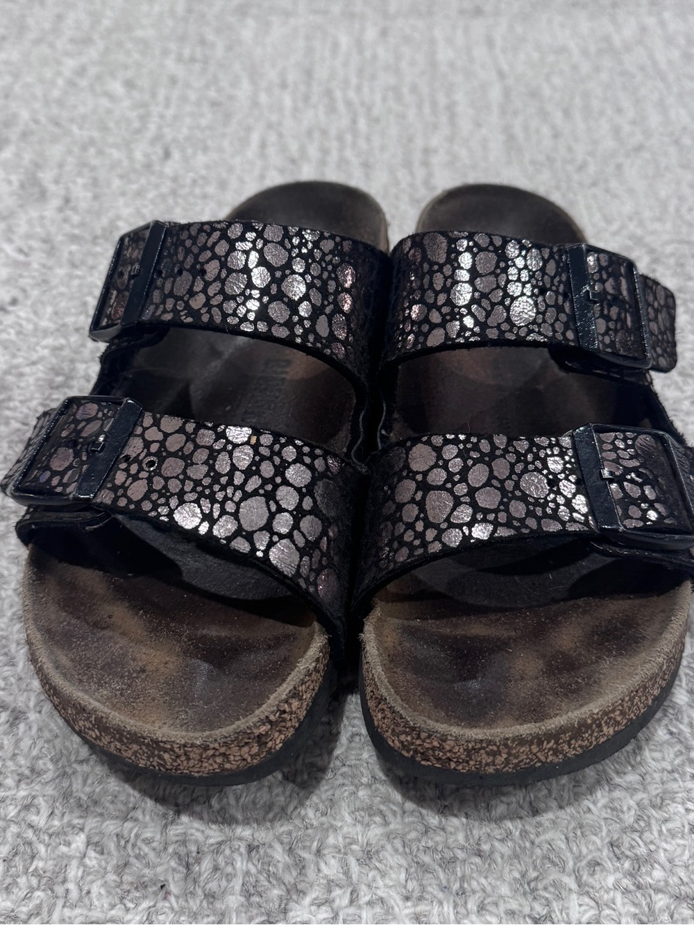 Birkenstock Arizona Metallic Stones Black Silver Sandals EU 37 Women’s 6-6.5